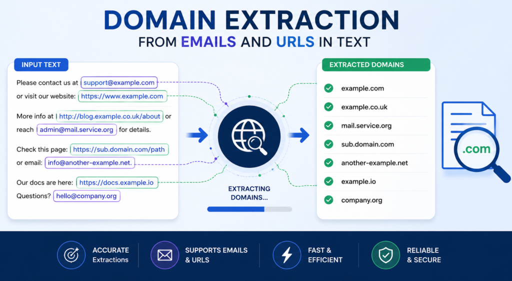 Domain Extraction From Emails and URLs in Text