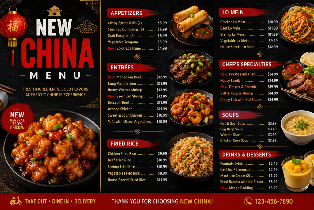 New China Menu